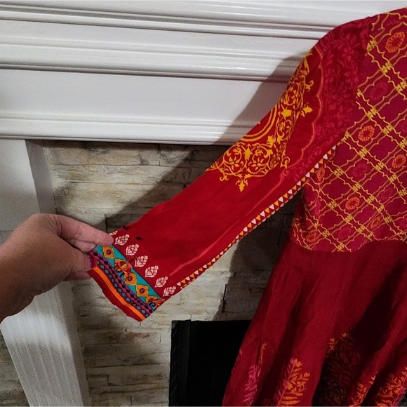 Anarkali‎ Kurta - Pink Printed Indian Dress Ethnic Wear - Kurta Women size XS - Picture 6 of 14